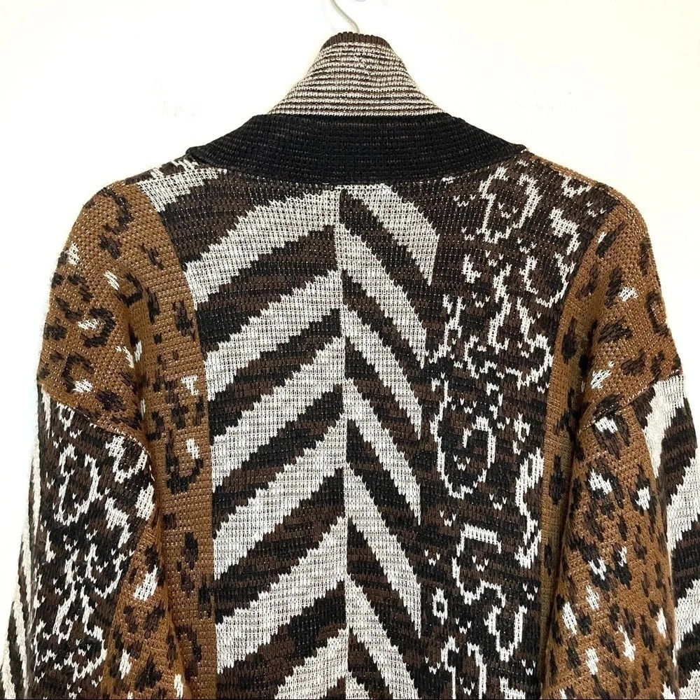 Vintage Colter Bay Mixed Pattern Longline Open Front Cardigan Sweater Large XL